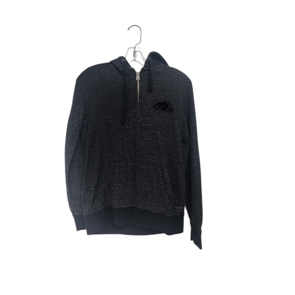 Roots Canada Mens Grey Marled Quarter Zip Hoodie Athletic‎ Fit